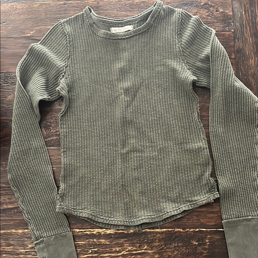 Free People Olive Green Thermal Top